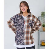 クマ花柄コーデュロイ×チェック異素材切替シャツ | ScoLar | 詳細画像7 