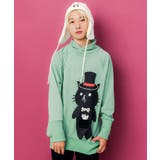 グリーン | ネコ裏毛フード付きチュニック | ScoLar