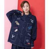 ブルー | らくがき風ワッペンシャツジャケット | ScoLar