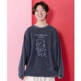 ブラック | 正月太りネコ柄刺繍ヴィンテージ風プルオーバー | ScoLar