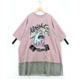 ピンク | 夜更かしガブ 裾メッシュ切替Tシャツ | ScoLar