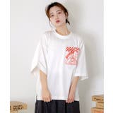 ポケットギミック付き ピザ屋ネコ＆クマ柄Tシャツ | ScoLar | 詳細画像7 