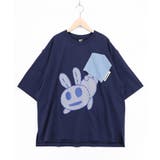 ネイビー | ポケットからこぼれウサギ アップリケTシャツ | ScoLar