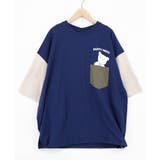 ネイビー | ポケットからひょっこりネコ柄 バンダナ付きプルオーバー | ScoLar