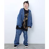 シールぺたぺた風プリント デニムカーディガン | ScoLar | 詳細画像1