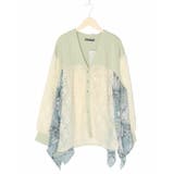 グリーン | パッチワーク柄シフォン切替カーディガン | ScoLar