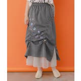 蝶柄プリント メッシュ切替ドロストスカート | ScoLar | 詳細画像1