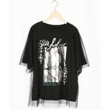 ブラック | ワンシーン箔プリント チュール重ねTシャツ | ScoLar