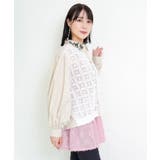 蝶花刺繍 レース切替シャツ | ScoLar | 詳細画像2 