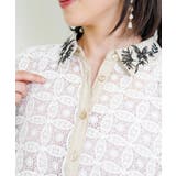 蝶花刺繍 レース切替シャツ | ScoLar | 詳細画像5 