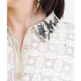 蝶花刺繍 レース切替シャツ | ScoLar | 詳細画像6 