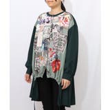 蝶花コラージュ柄 前開きチュニック | ScoLar | 詳細画像1 