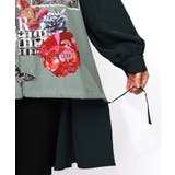 蝶花コラージュ柄 前開きチュニック | ScoLar | 詳細画像7 