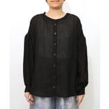 ブラック | パリ柄ガーゼ 2WAYシャツプルオーバー | ScoLar