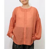 オレンジ | パリ柄ガーゼ 2WAYシャツプルオーバー | ScoLar