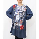 ネイビー | 花蝶コラージュ柄ワンピース | ScoLar