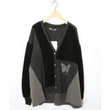 チャコールグレー | 蝶々の異素材切替カーディガン | ScoLar