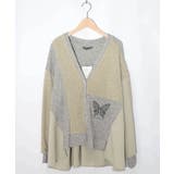 グレー | 蝶々の異素材切替カーディガン | ScoLar