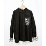 ブラック | 鍵盤柄切替シャツ | ScoLar