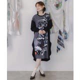 不思議な街柄タック入りワンピース | ScoLar | 詳細画像2 