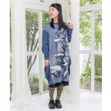 不思議な街柄タック入りワンピース | ScoLar | 詳細画像6 