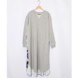 杢グレー | パッチワーク風柄 異素材切替ワンピース | ScoLar