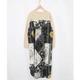 パッチワーク風柄 異素材切替ワンピース | ScoLar | 詳細画像12 