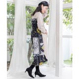 パッチワーク風柄 異素材切替ワンピース | ScoLar | 詳細画像2 