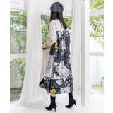 パッチワーク風柄 異素材切替ワンピース | ScoLar | 詳細画像3 