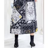 パッチワーク風柄 異素材切替ワンピース | ScoLar | 詳細画像6 