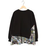 ブラック | 異素材ミックス裏毛アシメプルオーバー | ScoLar