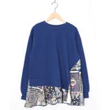 ブルー | 異素材ミックス裏毛アシメプルオーバー | ScoLar