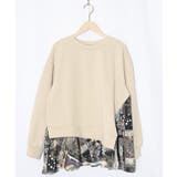 ベージュ | 異素材ミックス裏毛アシメプルオーバー | ScoLar