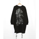 ブラック | ツリーハウス柄裏毛×裾ドロストワンピース | ScoLar