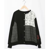 裏毛×起毛レース×チェックの異素材切替カーデ | ScoLar | 詳細画像7 