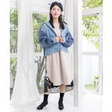 花蝶刺繍デニム×プードルボア 切替ジャケット | ScoLar | 詳細画像1 