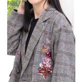 花蝶刺繍のオーバーサイズ チェック柄ジャケット | ScoLar | 詳細画像7