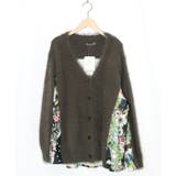 チャコールグレー | 芸術と音楽と花のコラージュ柄ロングカーディガン | ScoLar