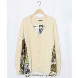 アイボリー | 芸術と音楽と花のコラージュ柄ロングカーディガン | ScoLar