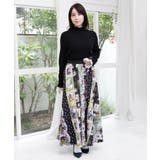 芸術と音楽と花のコラージュ柄フレアスカート | ScoLar | 詳細画像2 