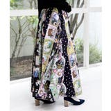 芸術と音楽と花のコラージュ柄フレアスカート | ScoLar | 詳細画像3 