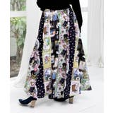 芸術と音楽と花のコラージュ柄フレアスカート | ScoLar | 詳細画像4 