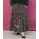 バラ×蝶刺繍起毛 チェックマーメイドスカート | ScoLar | 詳細画像1 