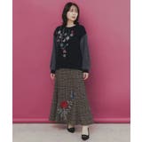 バラ×蝶刺繍起毛 チェックマーメイドスカート | ScoLar | 詳細画像2 