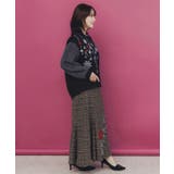 バラ×蝶刺繍起毛 チェックマーメイドスカート | ScoLar | 詳細画像6 