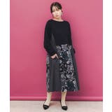 花柄ヘリンボーン×裏毛×布帛 異素材切替ワンピース | ScoLar | 詳細画像2