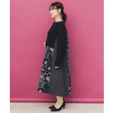 花柄ヘリンボーン×裏毛×布帛 異素材切替ワンピース | ScoLar | 詳細画像3