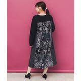 花柄ヘリンボーン×裏毛×布帛 異素材切替ワンピース | ScoLar | 詳細画像4