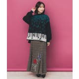 ピアノ×蝶柄バイカラーニットプルオーバー | ScoLar | 詳細画像1 