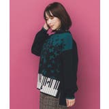 ピアノ×蝶柄バイカラーニットプルオーバー | ScoLar | 詳細画像3 